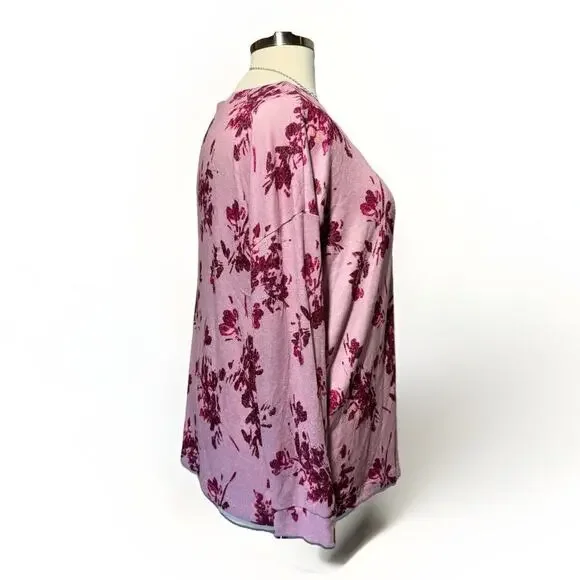 A.N.A. Mandy Sweater Floral Ruby Women’s Size 1X Shoulder Buttons - Picture 4 of 10